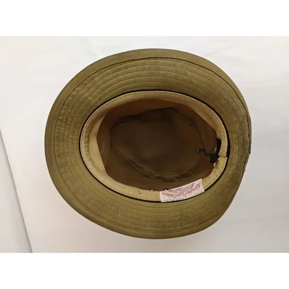 C.C. Filson Tin Cloth Packer Hat Waxed Canvas Leather Band USA Made #W5192